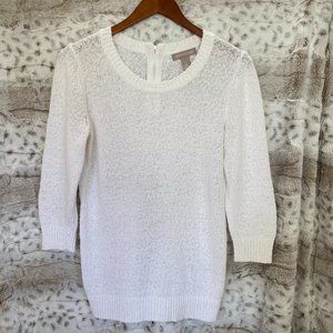 White cotton sweater with zipper back